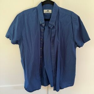 JB Workshop Blue Polka Dot Casual Button Down Shirt